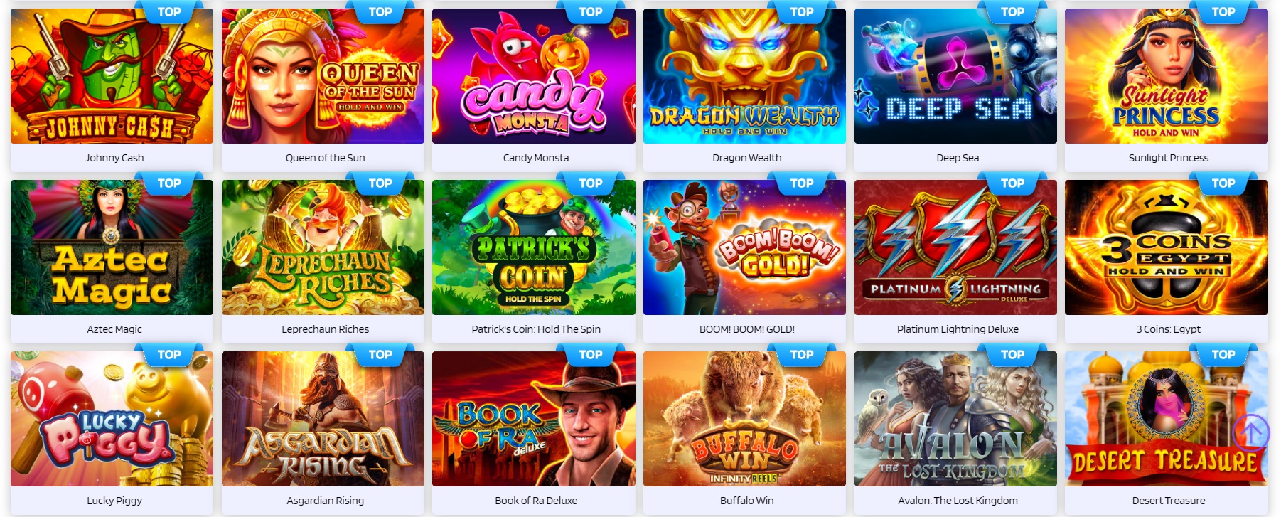 Games available at Rabbitwin casino.