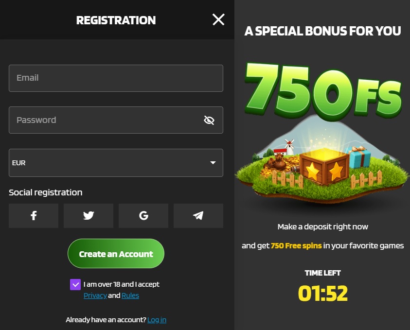 How to sign up to play at RichyFarmer casino.