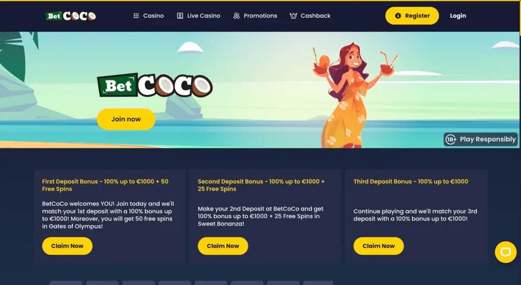 BetCoco Casino page.