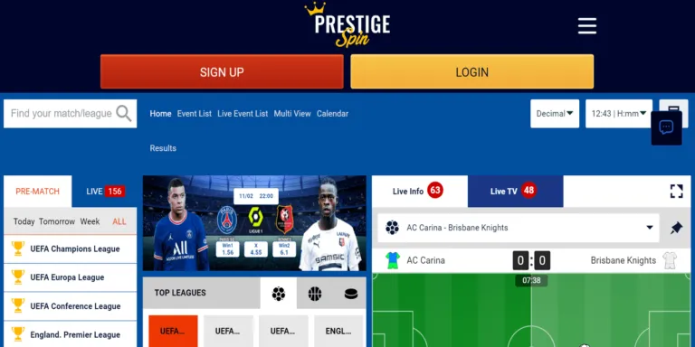 Prestige Spin Casino sportbook.