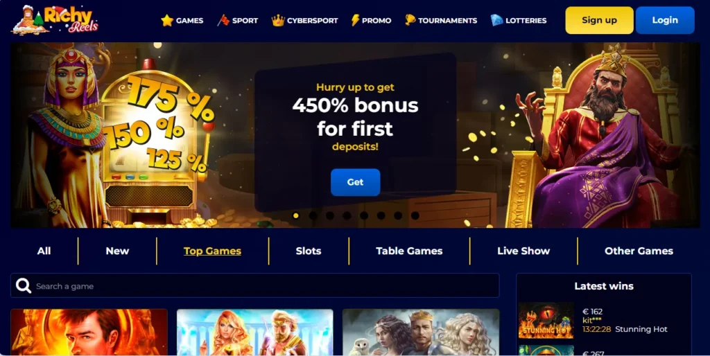 Richy Reels Casino site.