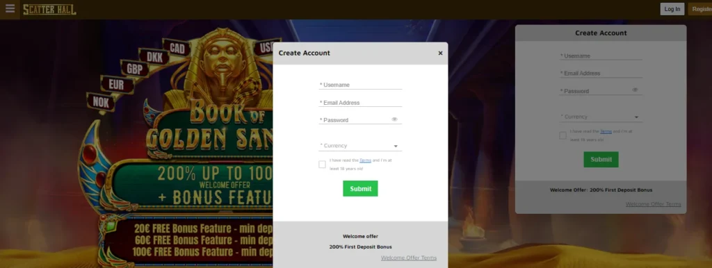 ScatterHall Casino Registration