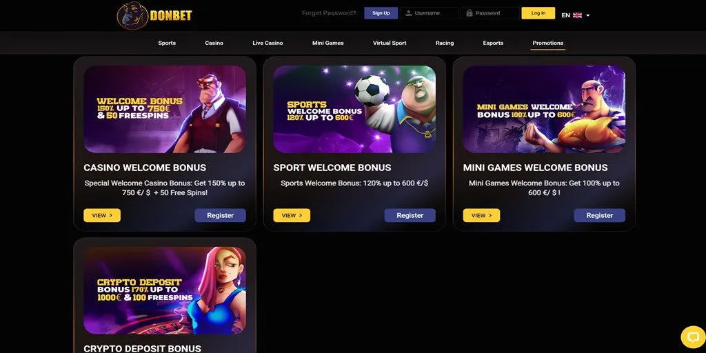 Donbet Casino bonuses.