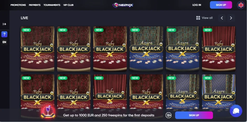 Neonix Casino live.