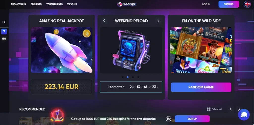 Neonix Casino promo.