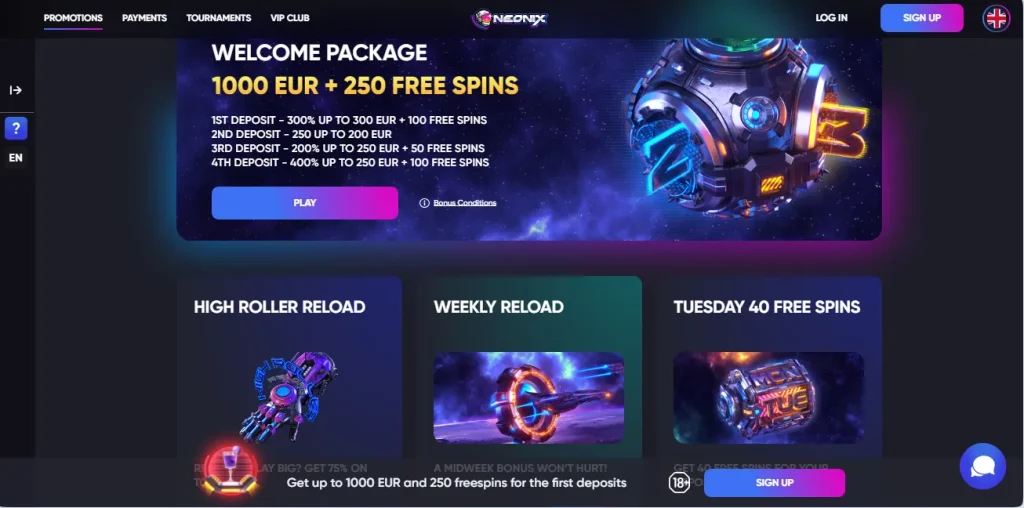 Neonix Casino promo.