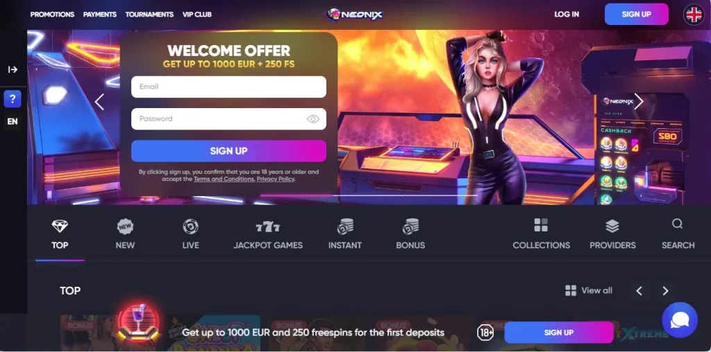 Neonix Casino site.