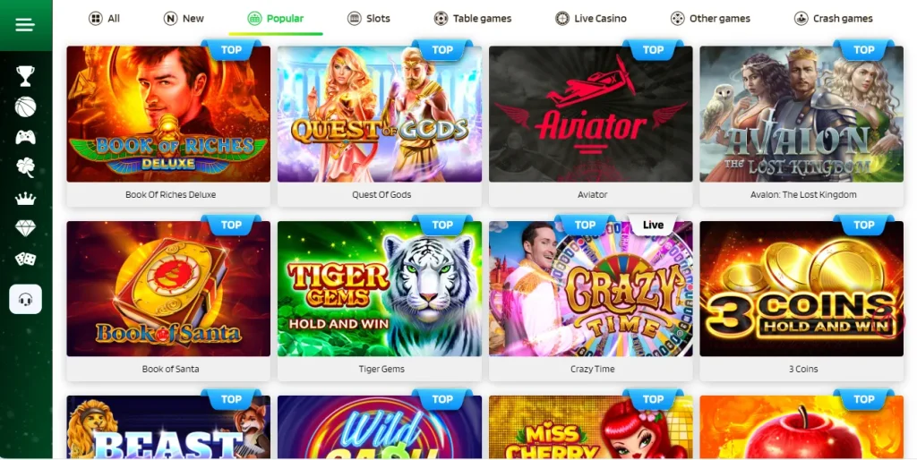 Popular Games by Lucky Barry Casino.