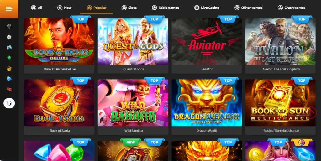 Popular Games by Richy Farmer Casino.