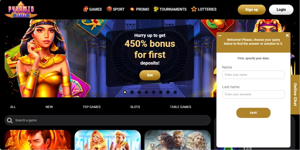 Pyramid Spins Casino support