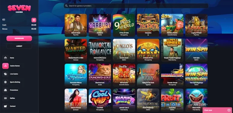 Top games by Seven Casino