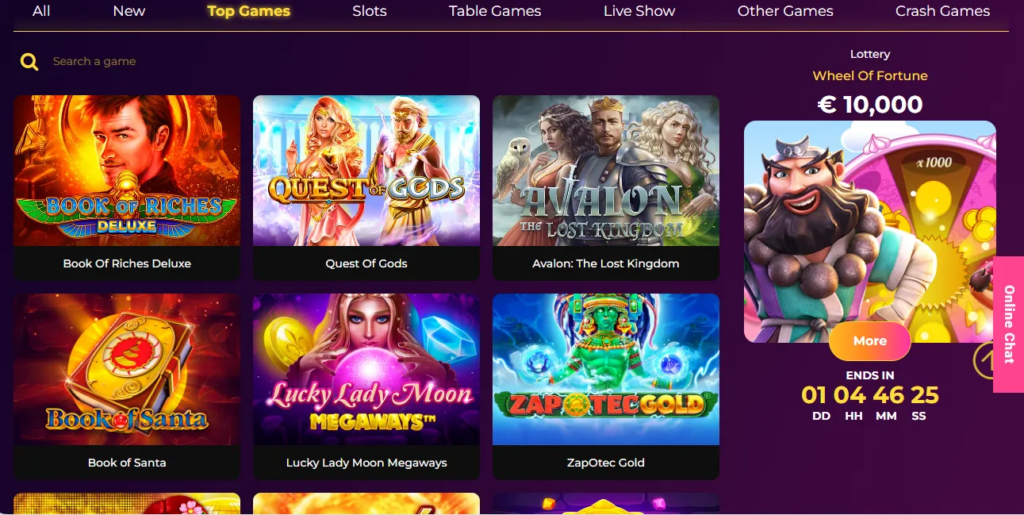 Yummy Wins Casino top games