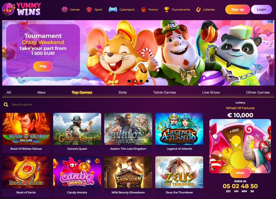 Yummy Wins Casino main page