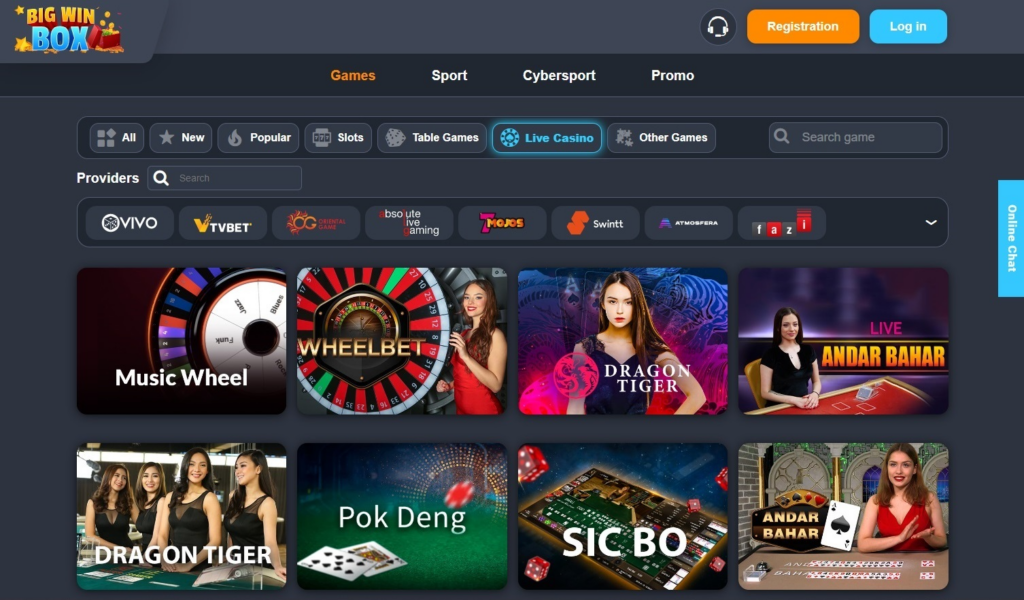 Big Win Box Casino live games