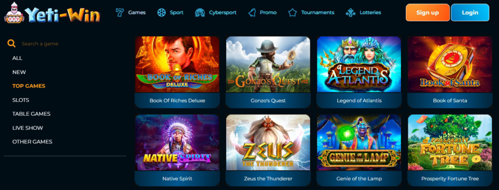 Games at Yeti Win Casino