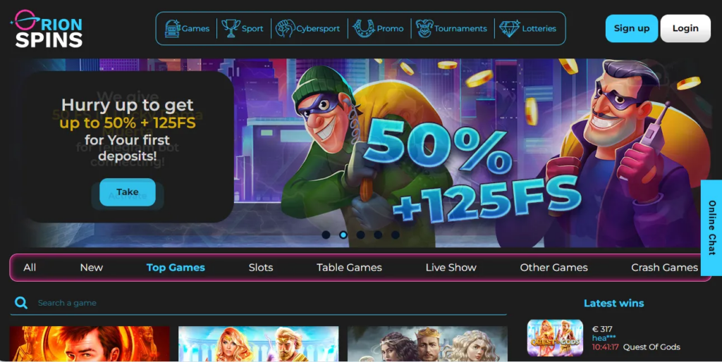 Orion Spins Casino main banner