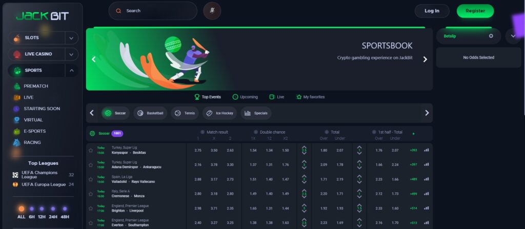 Jackbit Casino betting section