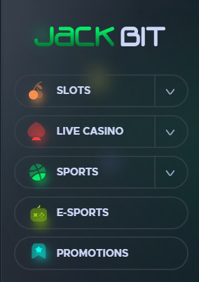 Jackbit Casino menu