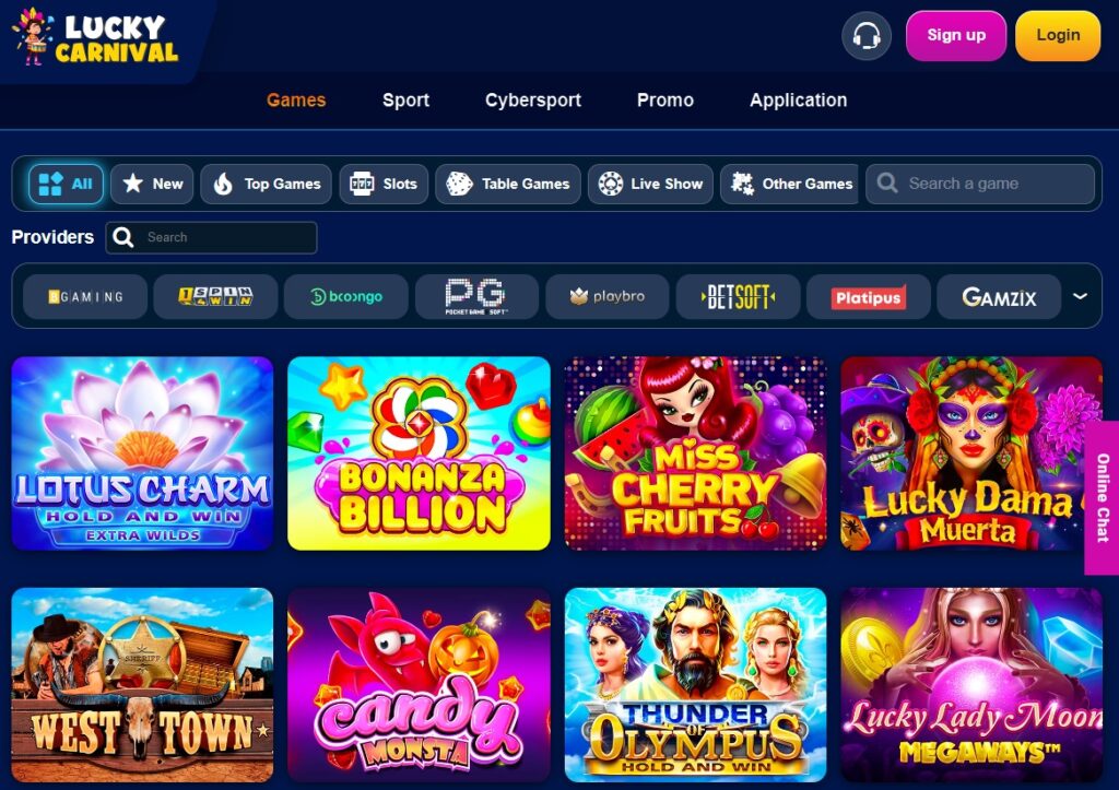 Games at Lucky Carnival Casino