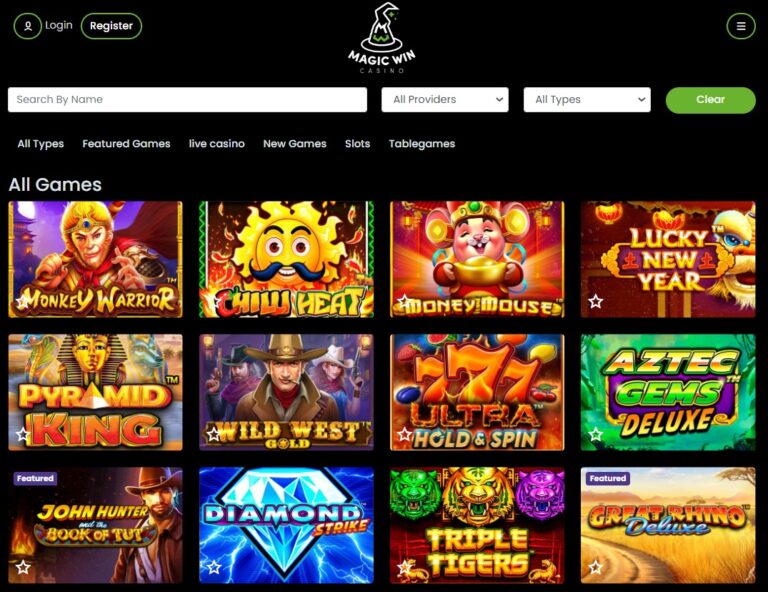 Games page at Magic Win Casino