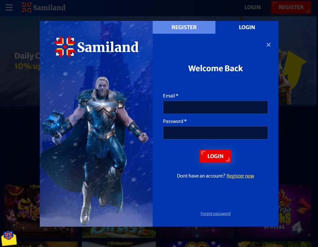 Register form by Samiland Casino