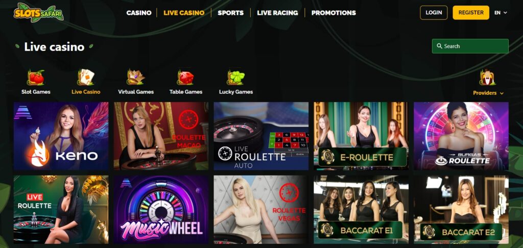 Slots Safari Casino live casino