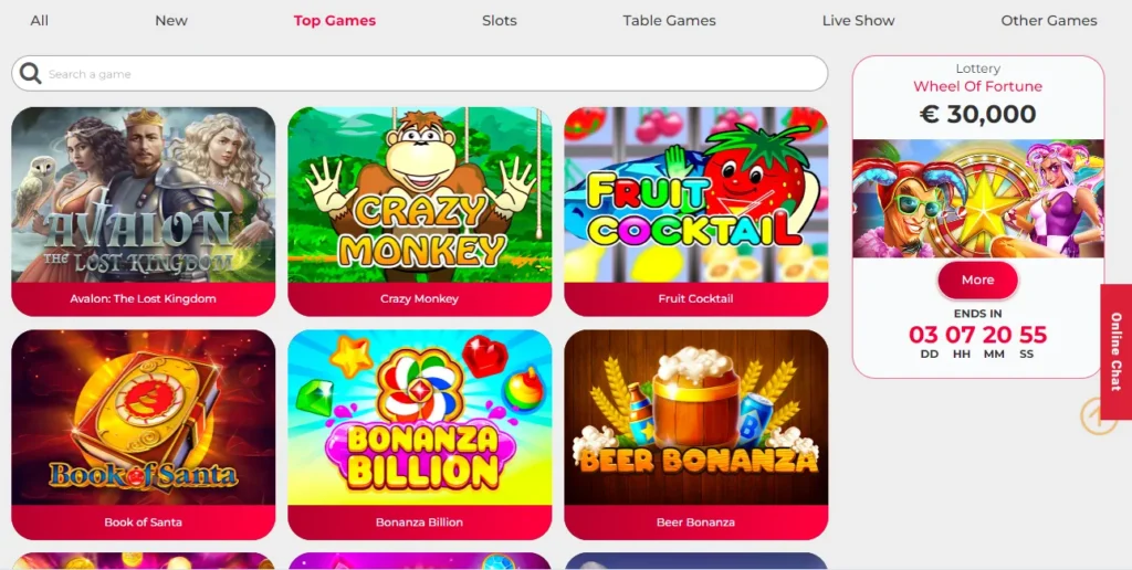 Top games at Shiny Joker Casino