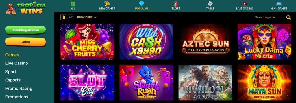 Tropical Wins Casino games