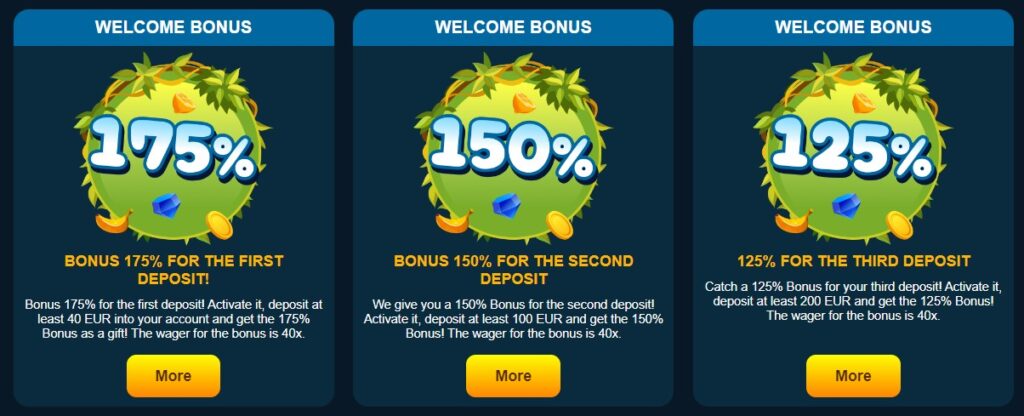 Tropicanza Casino welcome bonus