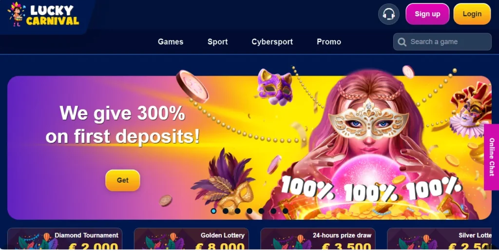 Lucky Carnival Casino main page