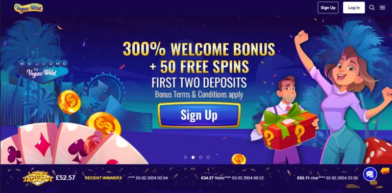 Vegas Wild Casino main page