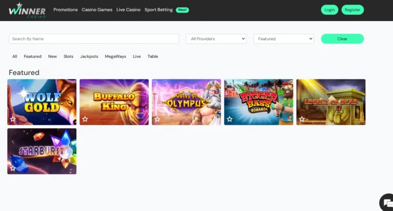 Top games by Winner Casino