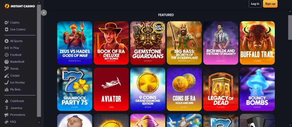 Look at features games on Instant casino