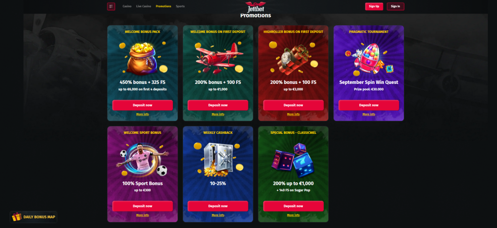 Look at Promotions on JettBet casino