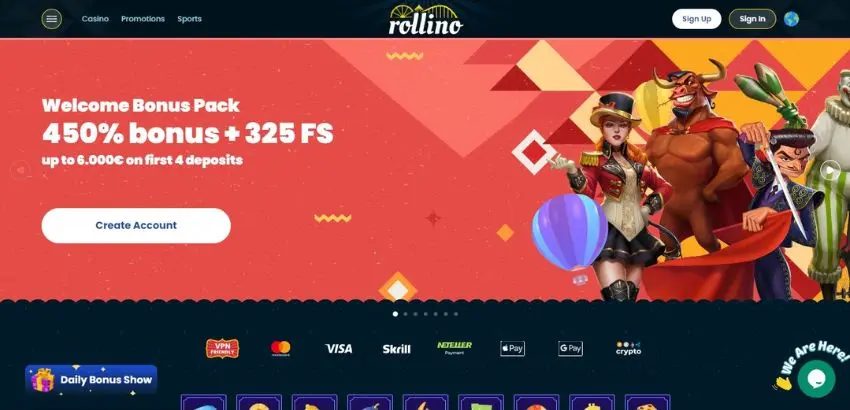 Bonus banner by Rollino casino