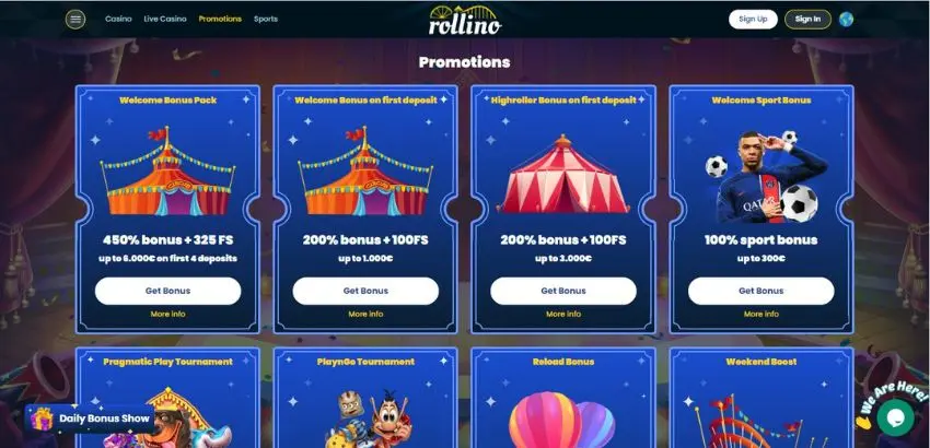 Bonuses at Rollino casino