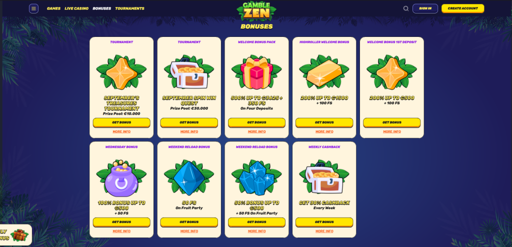 GambleZen casino bonuses