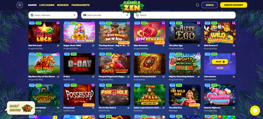 GambleZen casino game page