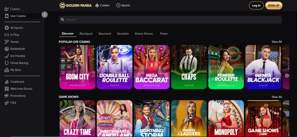 Live casino at Golden Danda Casino