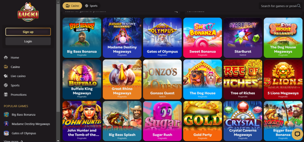 Popular games at LuckiCasino