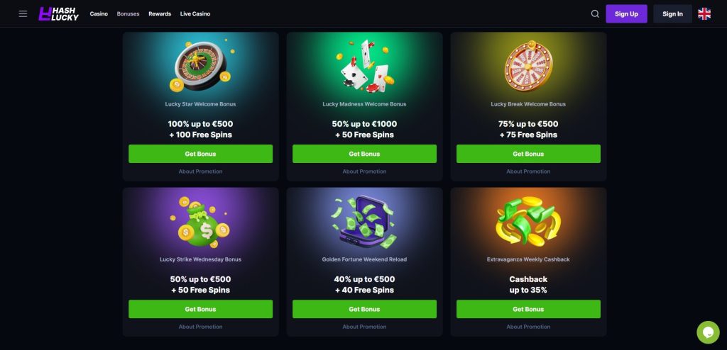 HashLucky Casino Bonuses