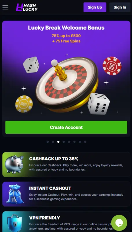 HashLucky Casino mobile